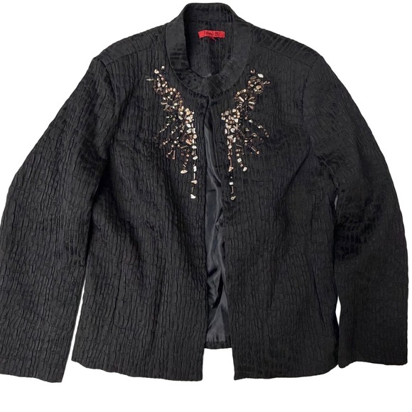 Joni B Jackets & Blazers - Vintage Formal Black Beaded Textured Glamoratti Blazer M Gold Embellished Luxe
